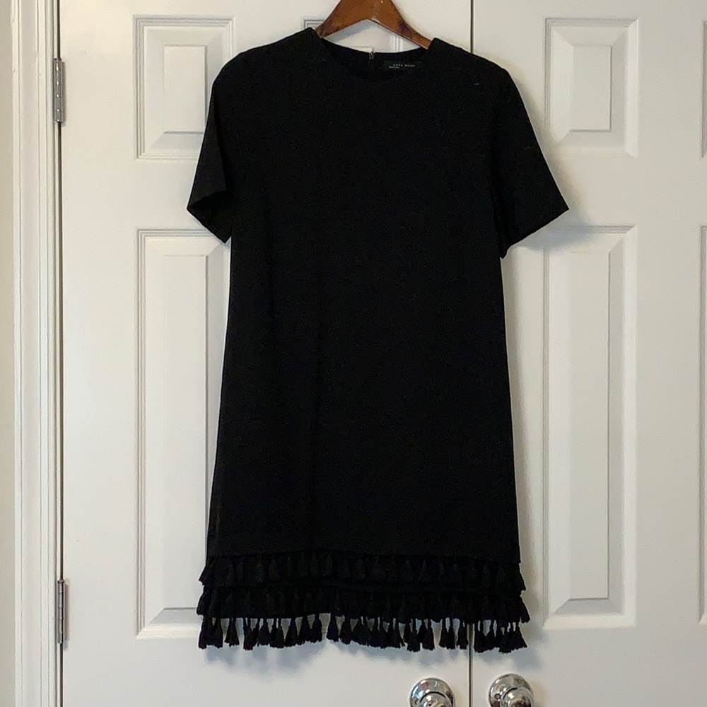 Little Black Zara Dress with Tassles